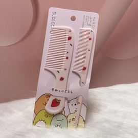 Toddler Comb Set,Small Cute Hair Comb,2 Piece Mini Hair Comb Set For Baby Girls Boys Kids Fine Tooth Comb Rat Tail Comb Portable Detangling Hair Comb Styling Comb Gift For Wet Dry (Pink Strawberry)