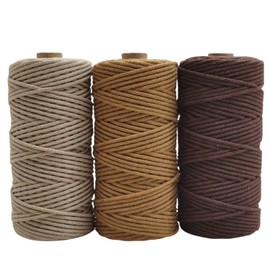 SUNTAYA Macrame Cord 3mm x 100meters Multipack, Cotton Corde Macrame Craft Supplies, Natural Braided Yarn for DIY Crochet Knitting, Twine String for Plant Hangers Wall Decor (tan Series)