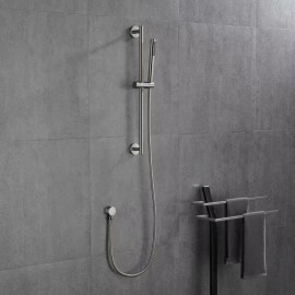 Homein Eco-Performance Handheld Shower, Stainless Steel Brushed Nickel with 28" Slide Bar & 59" Hose, Color: Brushed Nickel, Bath & Shower Faucet Type: Other