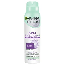 Garnier Mineral 6-in-1 48H Antiperspirant with Moringa & Mineralite, Floral Fresh, 150 ml