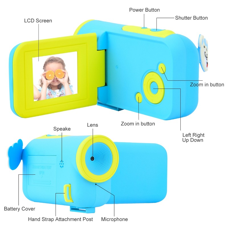 Mini Kids Camcorder Digital Video HD Camera with Cartoon Stickers