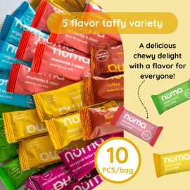 Numa Foods Assorted Nutritious Taffy Candy - 1.45 lb bulk, High Protein, Low sugar - 4 Flavor Chewy and Creamy Variety, All Natural, Individually Wrapped