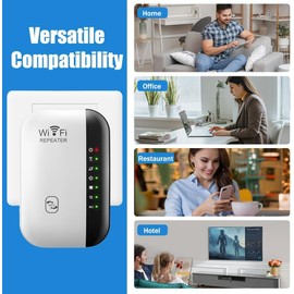 WLAN Repeater, Extender, WLAN Amplifier 2.4 GHz, WPS Function, One Key Encryption, Compatible with All Wireless Routers, Lightweight with Long Range (White)