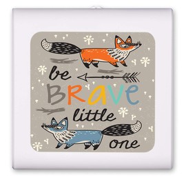 Plug in Dimmable LED Night Light with Dusk to Dawn Auto Sensor, Adjustable Brightness, Warm Light, Auto On-Off Nightlight for Bathroom, Hallway, Nursery, Bedrooms - Be Brave Little One