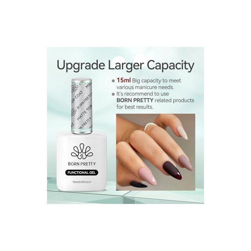 Born Pretty Matte Top Coat Gel U V 15ML -