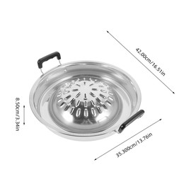 ABOOFAN Korean Bbq Grill Pan Stainless Steel Barbecue Stove Portable Round Grill Plate for Outdoor Cooking Meat Vegetables Bulgogi Tabletop