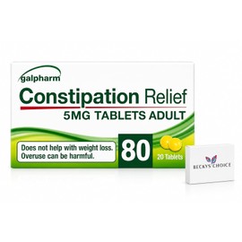 Constipation Relief 5mg Tablets Adult - (4 Packs of 20 Tabs Each)