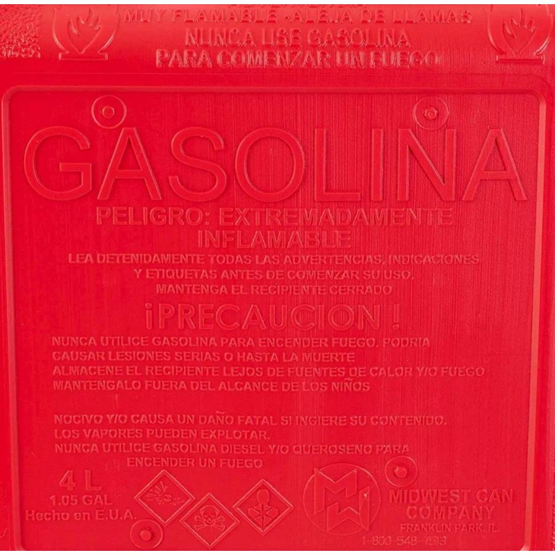 MW Tanque Bidon Rojo Gasolina 3.9 L Portatil 1 Galon