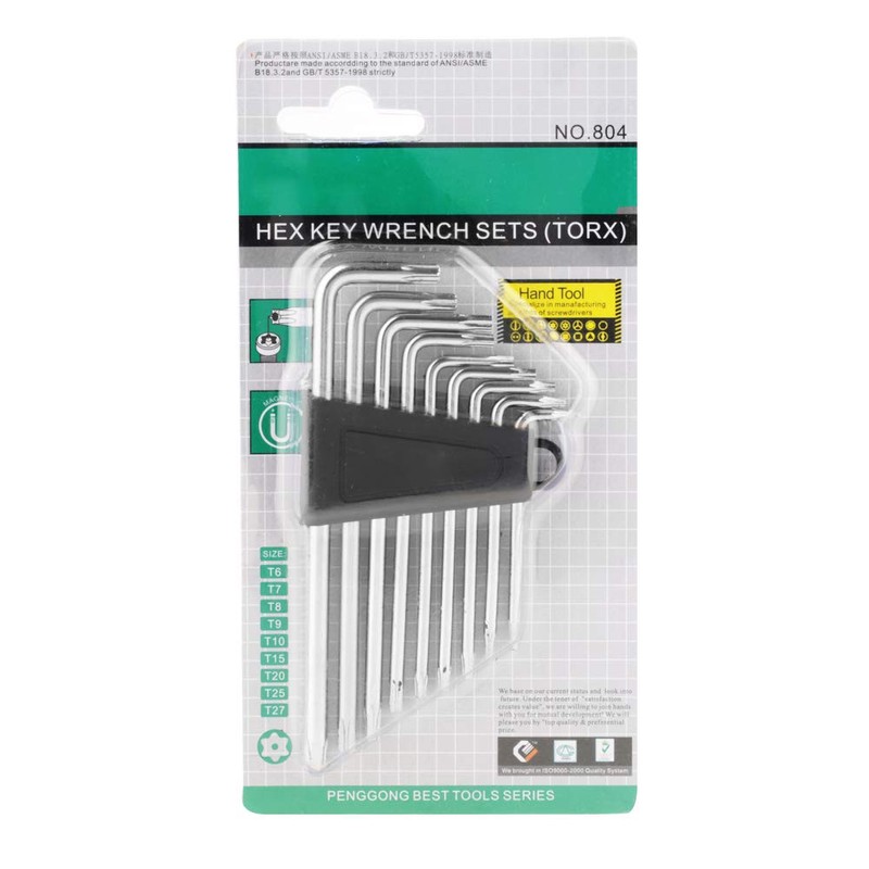 Allen Key 9 Pieces L-shape Wrench 804 Small Security Star
