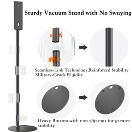 Lasvea Height-Adjustment Vacuum Stand for V7/V8/V10/V11/V12/V15/Gen5,Pure Metal Storage Holder with 4 Secure Clips &Max 9 Accessories,Includes Trigger Lock Easy-Access Storage Docking Station