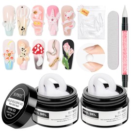 SUPWEE 2PCS White 3D Sculpting Hard Gel for Nails Art Non-Stick Hand Solid Builder Gel Molding Nails for Extension Carving Beauty Charms for Beignner and Salon DIY