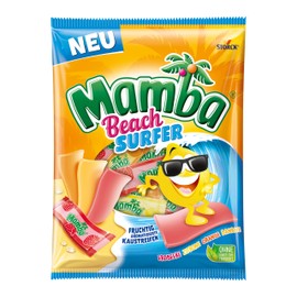 Mamba Beach Surfer - 1 x 160 g - Delicious Chew Strips with Fruit Flavour in Four Different Varieties - Fruit Gum Mix Individually Packed