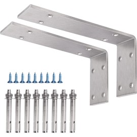 YUMORE Stainless Steel L Bracket, 10x6x2 in Shelf Brackets Heavy Duty, 1/5IN Extra Thick Solid Countertop Bar Top Support Brackets Wall Mounted, 2 Pack