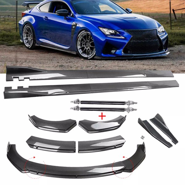 Unbranded Carbon Fiber Front Bumper Lip Rear Splitter Spoiler For