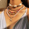 Handcess Boho-Perlen-Halskette, goldfarben, Muschel-Choker-Halsketten, Seestern-Anhänger, Halskette für Damen, Einheitsgröße, Muschel,