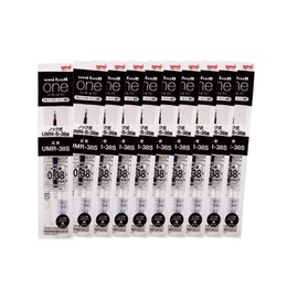 Mitsubishi Pencil Uni-Ball One UMR38S.24 Gel Ballpoint Pen Replacement Cores, 0.01 inches (0.38 mm), Black, 10-Core Box