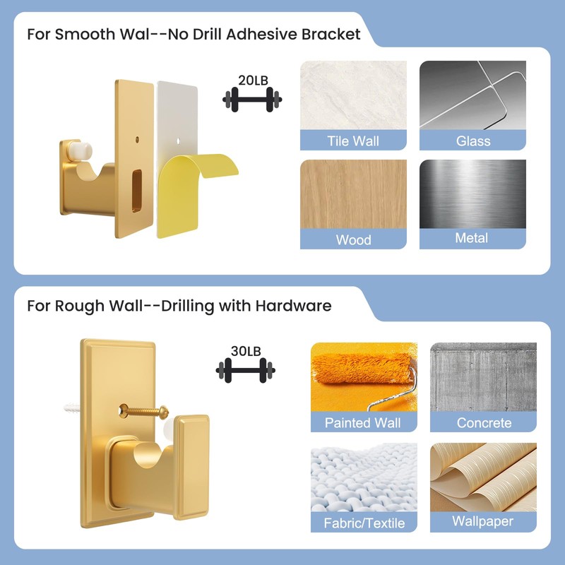 TKZTKZ No Drilling Curtain Rod Brackets:Self Adhesive Curtain Rod Holders