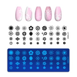 MOLILON 3Pcs Nail Stamp Set - Nail Press Molds, Flower Butterfly Leaf Pattern Nail Art Stamp & Scrapers, French Tip Nail Stamping Template, Nail Stencils for Women DIY Manicure Art Accessories​
