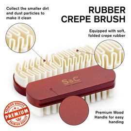 Crepe Suede Brush for Shoes, Furniture, Boots, Bags, Belts - Natural Suede Shoe Cleaner Made with Crepe Ribbon, Red Lotus Wood Handle - Nubuck Cleaner for Cleaning, Re-Fluffing & Lifting Nap