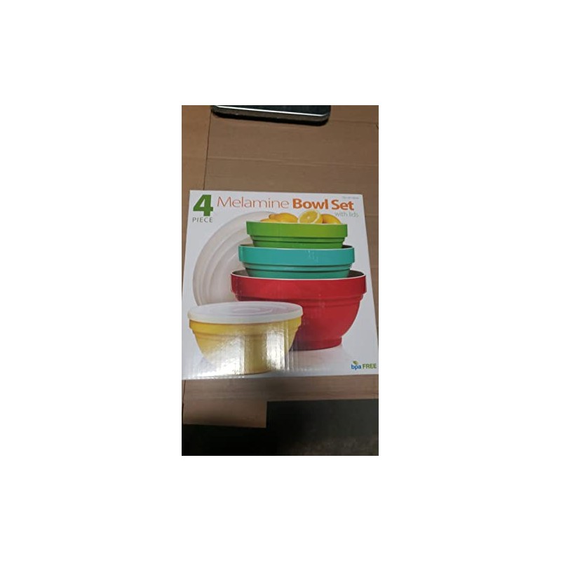 Melamine Mixing Bowl Set with Lids, 4 Pieces