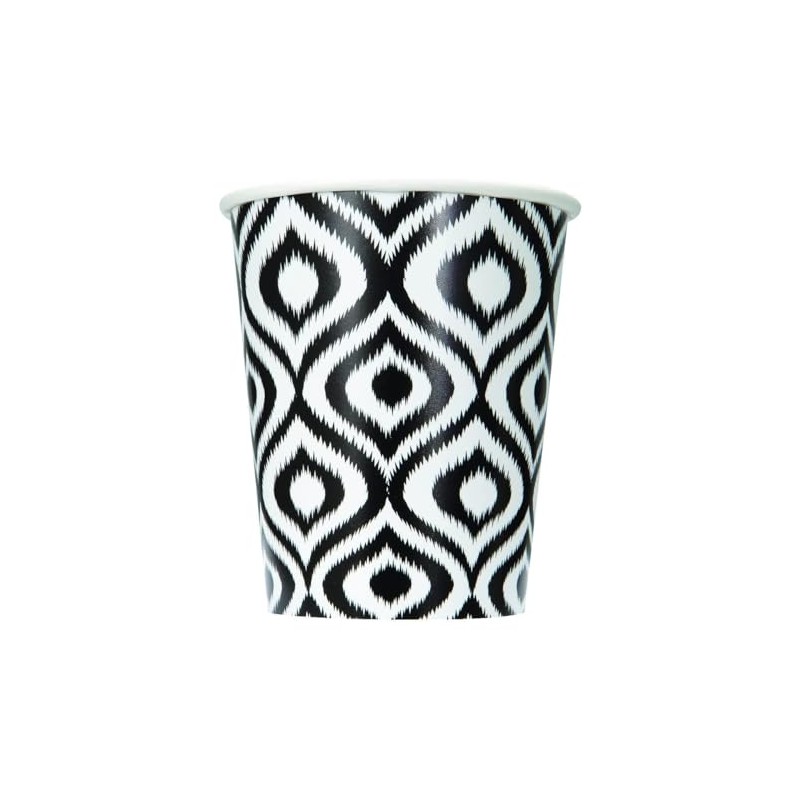 Unique Party 42776 - 12oz Black Moroccan Ikat Paper Cups,
