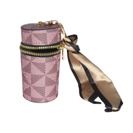 Jinweixb Lipstick storage bag, nail polish lip gloss storage box, with key chain decorative belt, can be hung on the women's bag, pink