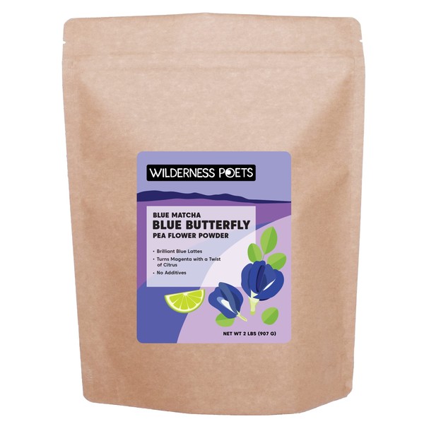 Wilderness Poets, Blue Butterfly Pea Flower Powder - Blue Matcha Tea (32 Ounce - 2 Pound)
