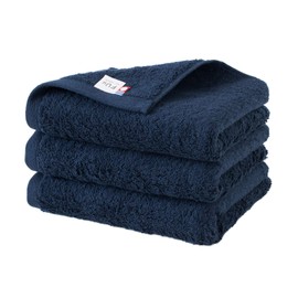 Bloom Imabari Towel, Certified FUu Face Towel, Set of 3, Soft, Fluffy, Thick, Water Absorbent, Hotel Specifications, Made in Japan, 100% Cotton (Navy)