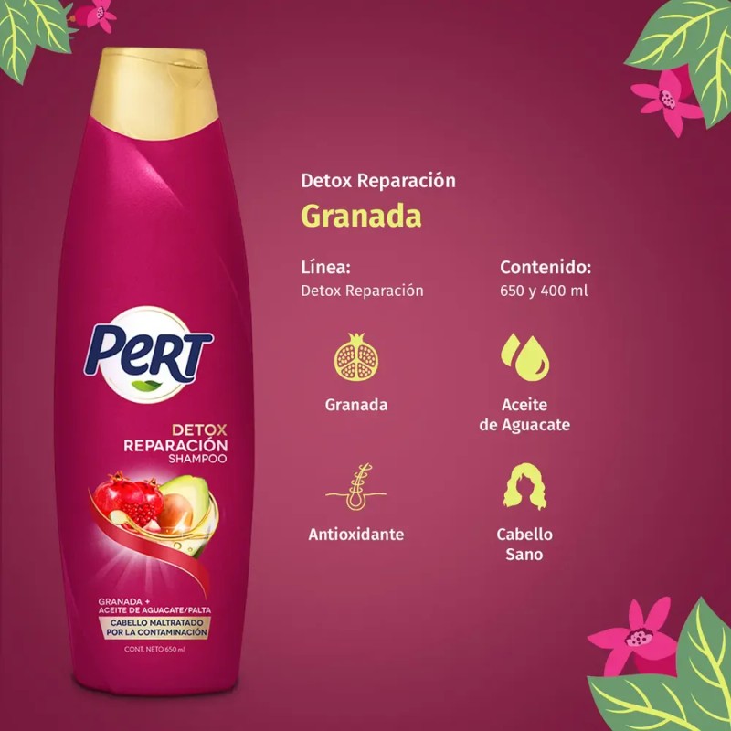 Shampoo Pert Detox Reparacion Para Cabello Maltratado 650ml