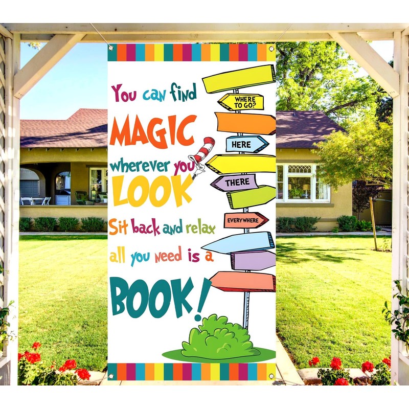 Heyfary Reading Door Cover Read Across America Decoration