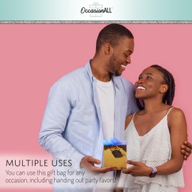 OccasionALL Mini Christmas Gift Bags with Handles, Gold Holiday Wrap, Birthdays, Weddings, Valentines, Party Favors, Shopping Bulk, 4x2.75x4.5, 12 Pack