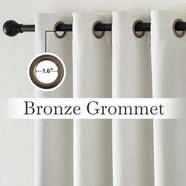 NICETOWN 2 Layers Faux Linen 100% Blackout Curtains 96 inches Long, Grommet Room Darkening Noise Canceling Full Blackout Window Treatments for Bedroom/Living Room, Natural, W50 x L96, 1 Panel