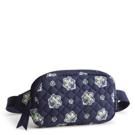 Vera Bradley Premium Cotton Mini Belt Bag, Navy and Neon Green Bandana Paisley