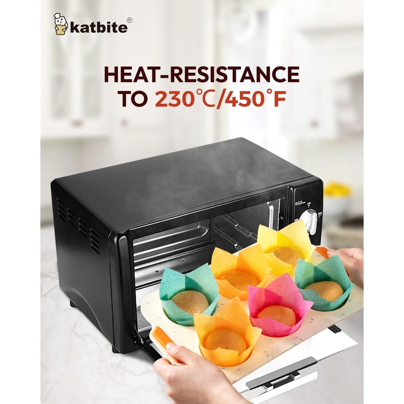 Katbite 200pcs Tulip Cupcake Cases, Standard Muffin Liners, Disposable Baking