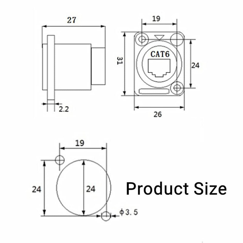 PENGLIN 2pcs D-Type RJ45 CAT6 Coupler, CAT6 RJ45 Panel Socket,