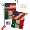 Historic US Alamo Burlap Garden Flag Set Wood Dowel Patriotic