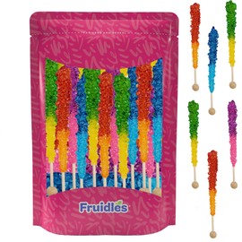 Fruidles Multicolored Rocksicles Lollipops Suckers, Color and Flavor Assortment, Unwrapped Rock Candy (12-Pack)