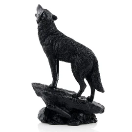 Wildlife Howling Wolf Statue and Figurine Black Wolf Sculpture for Home Decor