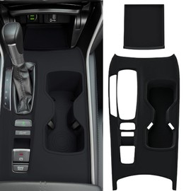 2Pcs Gear Shift Frame Console Panel Trims Cover Cup Holder Decor Decal Kit Compatible with Honda Accord 2018-2022 Not Fit Hybrid (with Gear Lever)