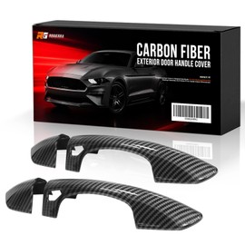 Rogierra Carbon Fiber Exterior Door Handle Cover for Ford Mustang 2015-2023 – Front Driver & Passenger Side Trim Protector Accessories (Black Carbon Fiber)