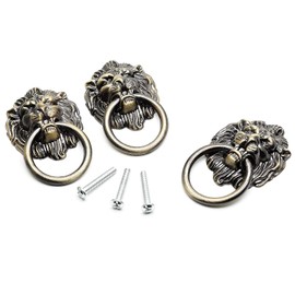 Murtenze 12 Pieces Antique Lion Head Cabinet Knobs, Ring Pulls Handle for Drawer Dresser Wardrobe Kitchen Cupboard Closet Drawer Pulls (Bronze)