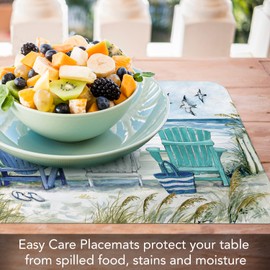 CounterArt Chairs by The Sea 4 Pack Reversible Easy Care Flexible Plastic Placemats Made in The USA BPA Free Easily Wipes Clean Multicolor