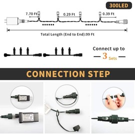 HAILI 105FT 300LED Christmas Lights Outdoor Indoor, 8 Modes Christmas Lights - UL Certified - Fairy Lights Christmas Tree, Patio, Garden, Party, Wedding, Holiday (4 Sets CONNECTABLE) Colored