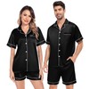 SWOMOG Satin Matching Pajamas Sets Couple Silk Button Down Nightwear