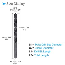 CoCud 6542 High Speed Steel Twist Drill, Diameter 6.1mm, Length 93mm, Black Oxide Straight Twist Drill Bit - (Applications: for Metal, Wood, Plastic, Aluminium)