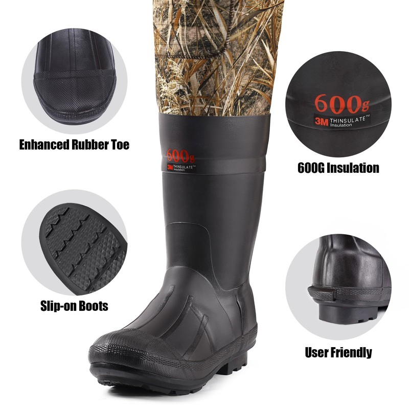 Trudave Chest Waders, 4.5mm Waterproof Neoprene Hunting Wader for Men