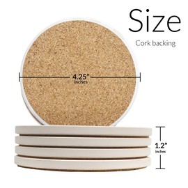 CoasterStone White Pumpkin and Sunflower Drink Coaster Set - Four Coasters Included - Autumn Thanksgiving Décor