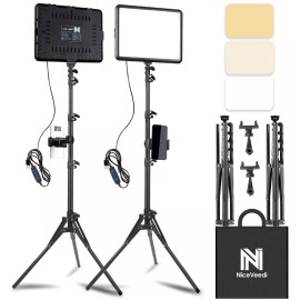 NiceVeedi 2-Pack LED Video Light Kit, NiceVeedi Studio Light, 2800-6500K Dimmable Photo...