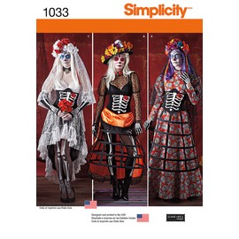 Simplicity Creative Pattern 1033 Misses' Day of the Dead Costumes, Size R5 (14-16-18-20-22)