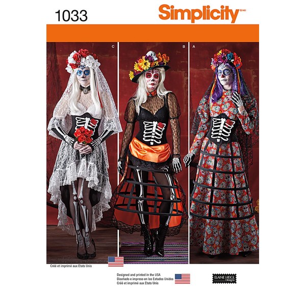 Simplicity Creative Pattern 1033 Misses' Day of the Dead Costumes,